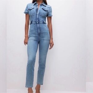 Good American Fit For Success Jumpsuit Denim Size Large NWT